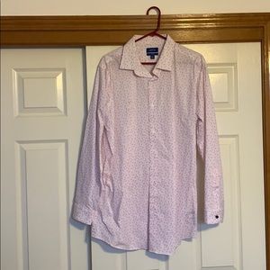 White/pink flamingo button down